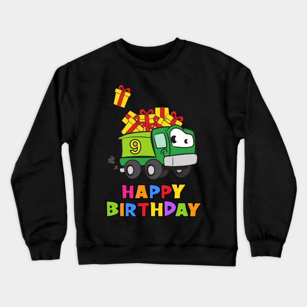 9th Birthday Party 9 Year Old Nine Years Crewneck Sweatshirt by KidsBirthdayPartyShirts